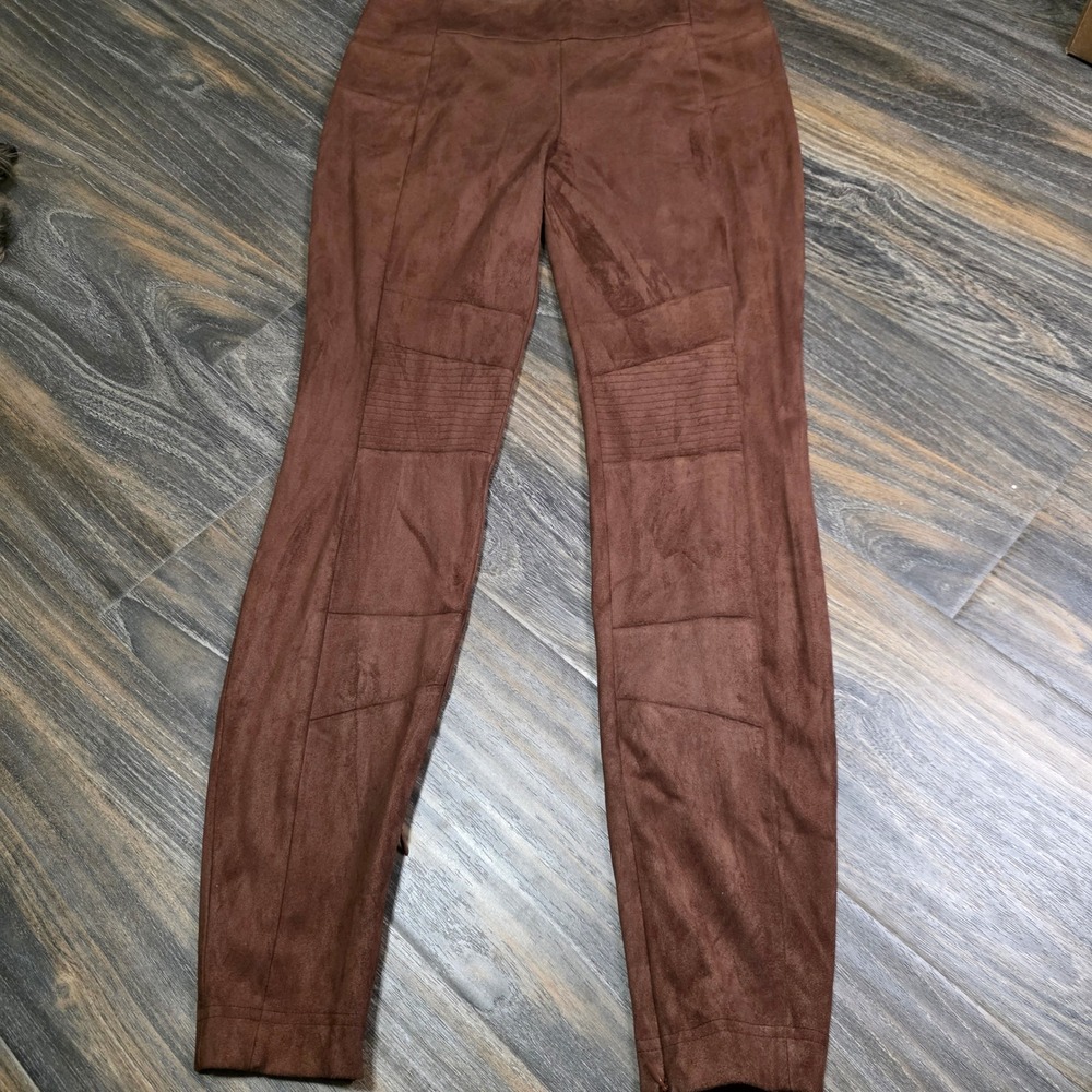 Sundance Faux Suede Moto Leggings Brown Size 4 Biker Pants